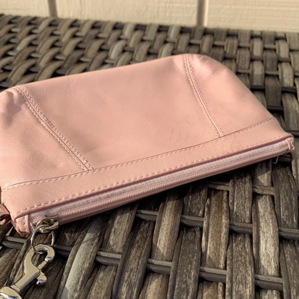 COACH Pearlescent Pale Pink Large Leather Wristlet